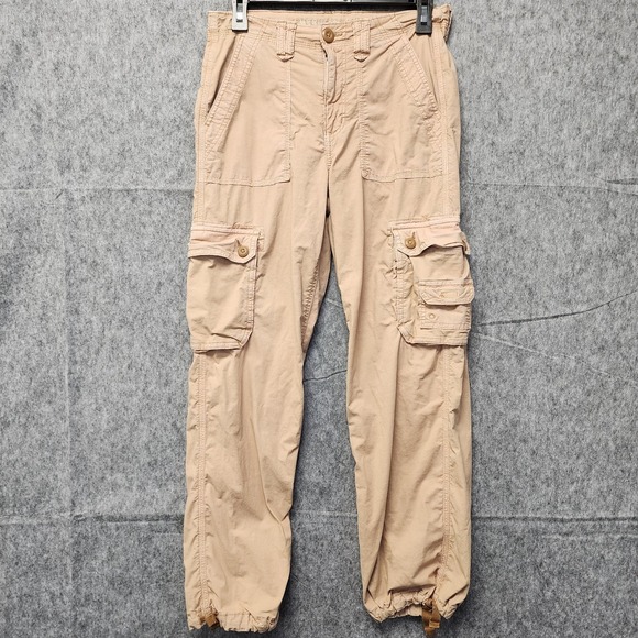 American Eagle Outfitters Cargo Pants Womens 4 Short Stretch Relaxed Fit Khaki - Picture 2 of 12